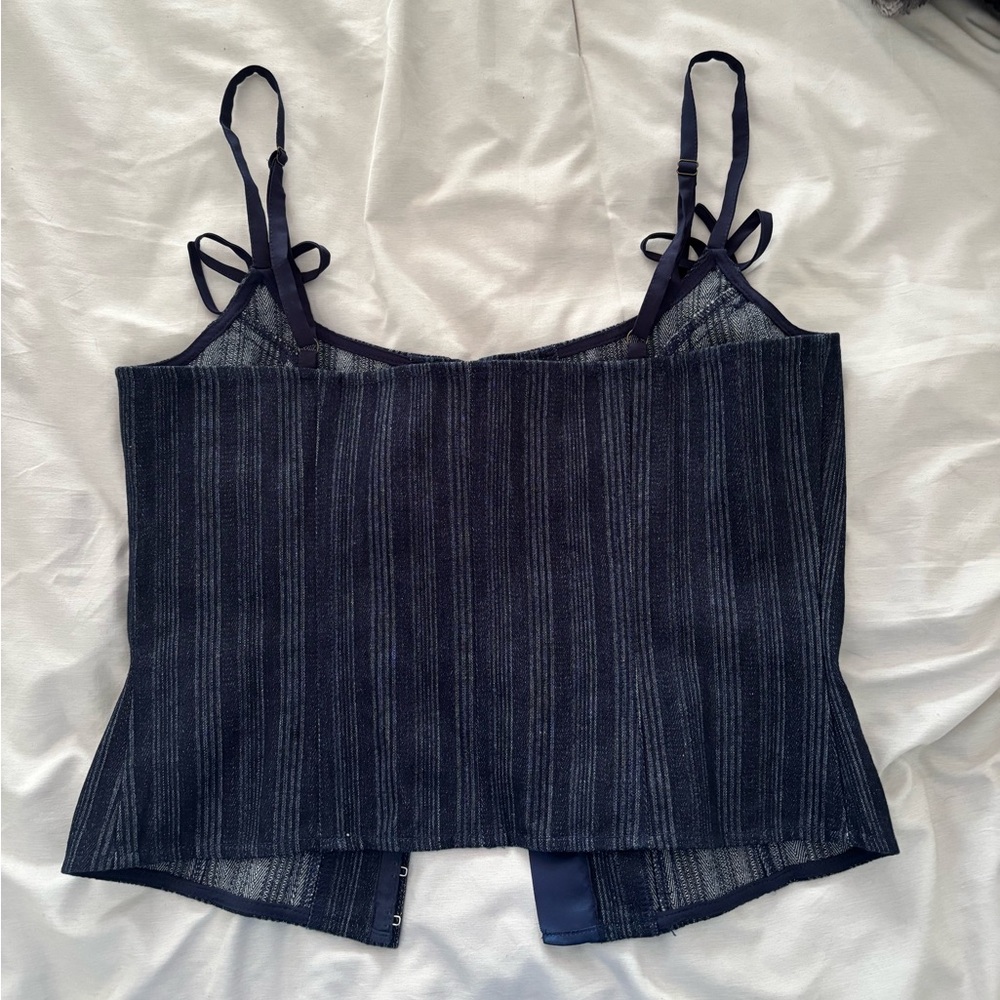 Denim Pinstripe Corset Top - Picture 2 of 3